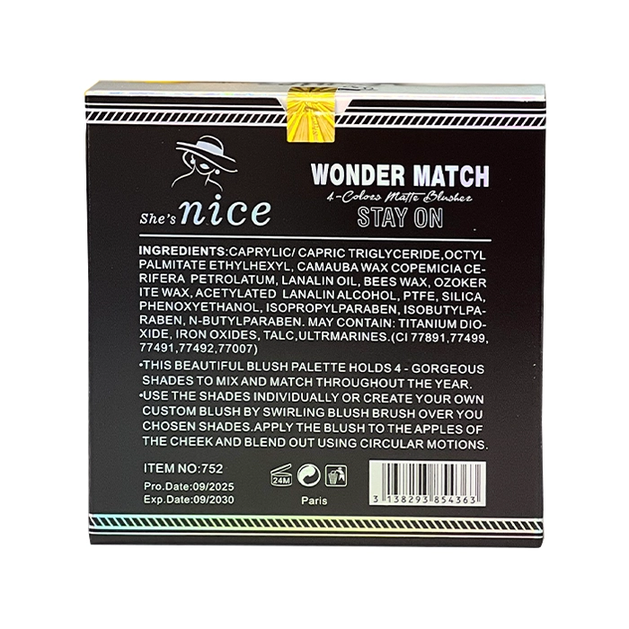 پالت رژگونه 4 رنگ مات شیز نایس Wonder Match