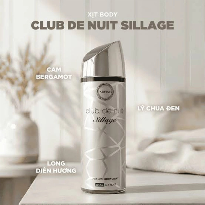 اسپری بدن آرماف مدل Club De Nuit Sillage حجم 200 میلیلیتر