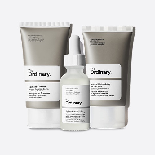 ست روتین آبرسان اوردینری مدل The Daily Set - شوینده اسکوالن، سرم هیالورونیک اسید، مرطوب کننده فاکتور طبیعی