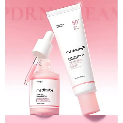 کرم ضد آفتاب PDRN تونآپ صورتی مدی کیوب MEDICUBE (روشنکننده و ضد لک) اورجینال